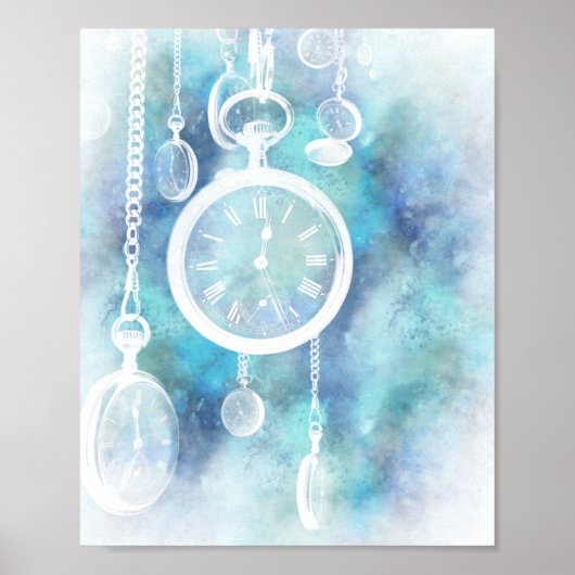 アリスインワンダーランド時計バーティクルプリント ポスター (正面)