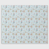 アリスインワンダーランド水彩青ストライプ色 ラッピングペーパー (フラット)