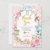 アリスインワンダーランド誕生日ティーサンキューカード 招待状 (正面)