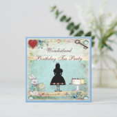 アリスインワンダーランド誕生日ティーパーティー招待状 招待状 (スタンド正面)
