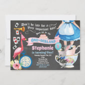 アリスインワンダーランド誕生日ティーパーティー 招待状 (正面)