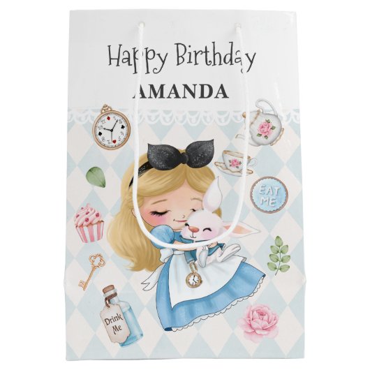 アリスインワンダーランド誕生日抱き枕 ミディアムペーパーバッグ (裏面)