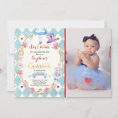 アリスインワンダーランド誕生日招待状ティーパーティー 招待状 (正面)