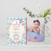 アリスインワンダーランド誕生日招待状ティーパーティー 招待状 (スタンド正面)