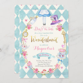 アリスインワンダーランド誕生日招待状ティーパーティー 招待状