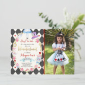 アリスインワンダーランド誕生日招待状ティーパーティー 招待状 (スタンド正面)