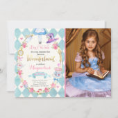 アリスインワンダーランド誕生日招待状ティーパーティー 招待状 (正面)