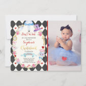 アリスインワンダーランド誕生日招待状ティーパーティー 招待状 (正面)