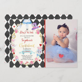 アリスインワンダーランド誕生日招待状ティーパーティー 招待状