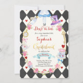 アリスインワンダーランド誕生日招待状茶パーティー 招待状 (正面)