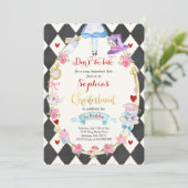 アリスインワンダーランド誕生日招待状茶パーティー 招待状 (スタンド正面)