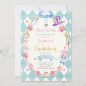 アリスインワンダーランド誕生日招待状茶パーティー 招待状 (正面)