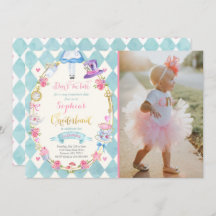 アリスインワンダーランド誕生日招待状茶パーティー