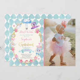 アリスインワンダーランド誕生日招待状茶パーティー 招待状