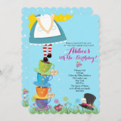 アリスインワンダーランド誕生日招待状 招待状 (正面/裏面)