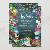 アリスインワンダーランド誕生日招待状 招待状 (正面/裏面)