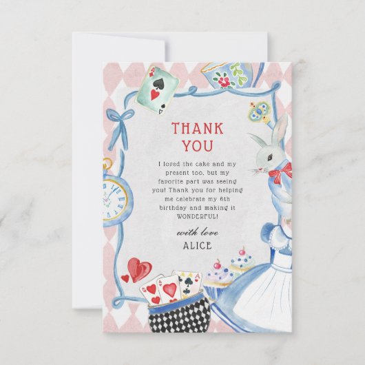 アリスインワンダーランド誕生日 サンキューカード (正面)