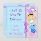 アリスインワンダーランド誕生祝い 招待状 (正面/裏面)