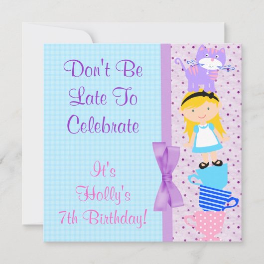 アリスインワンダーランド誕生祝い 招待状 (正面)