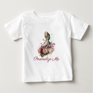 アリスインワンダーランド赤面フローラ パーソナライズされた ベビーTシャツ