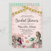 アリスインワンダーランド赤面&ミントブライダルシャワー 招待状 (正面/裏面)
