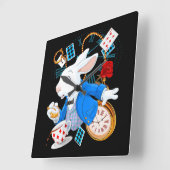 アリスインワンダーランド-白うさぎ スクエア壁時計 (傾斜)