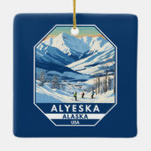 アリスカアラスカ冬季旅行アートヴィンテージ セラミックオーナメント (裏面)