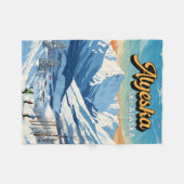 アリスカアラスカ冬季旅行アートヴィンテージ フリースブランケット (正面(横))