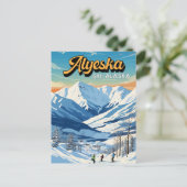 アリスカアラスカ冬季旅行アートヴィンテージ ポストカード (スタンド正面)