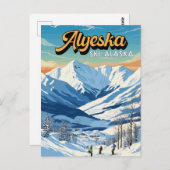 アリスカアラスカ冬季旅行アートヴィンテージ ポストカード (正面/裏面)