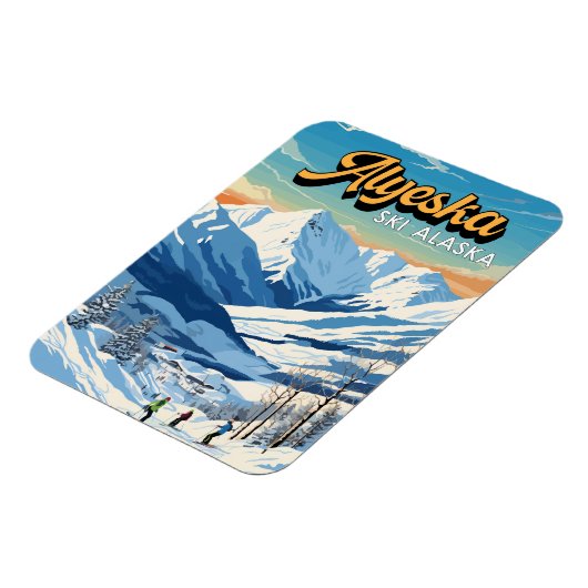アリスカアラスカ冬季旅行アートヴィンテージ マグネット (左側)