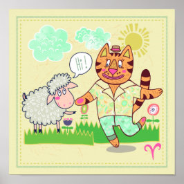 アリスキャット〔占星術の〕十二宮図子供部屋プリント ポスター