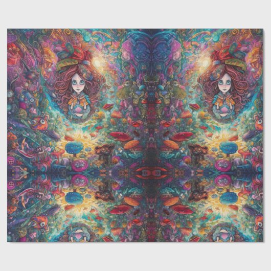 アリスサイケデリックトインワンダーランドパープルテーマ ラッピングペーパー (フラット)