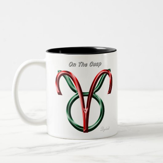 アリスタウラスオンザカスプアストロロジー〔占星術の〕十二宮図標識 ツートーンマグカップ (左)