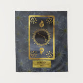 アリスダーク〔占星術の〕十二宮図星占い:黒い金ゴールド名 タペストリー (正面)