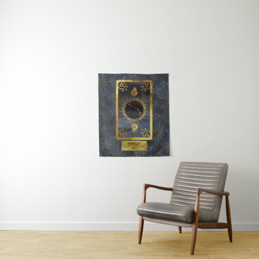 アリスダーク〔占星術の〕十二宮図星占い：黒い金ゴールド名 タペストリー (インサイチュ)