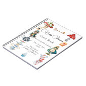 アリスティーパーティーをテーマにしたベビーシャワーゲスト ノートブック (左側)