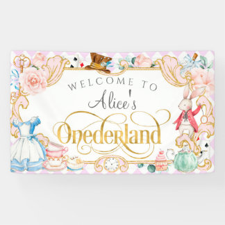 アリスティーパーティーワンダーランド、女の子の誕生日 横断幕