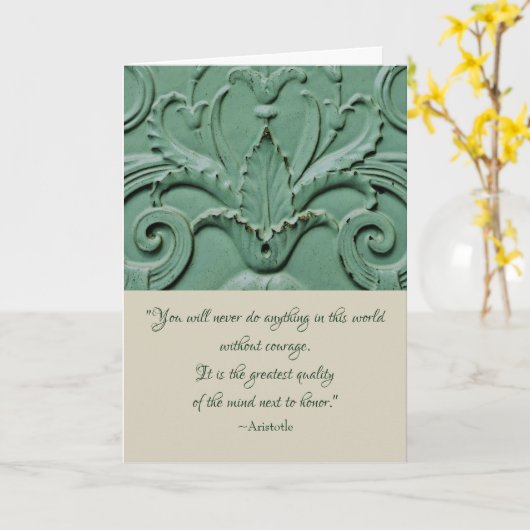アリストテレス勇気引用文卒業カード カード (黄色い花)
