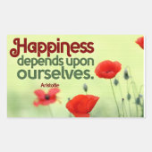 アリストテ感動的ル引用文「幸福」 長方形シール (正面)