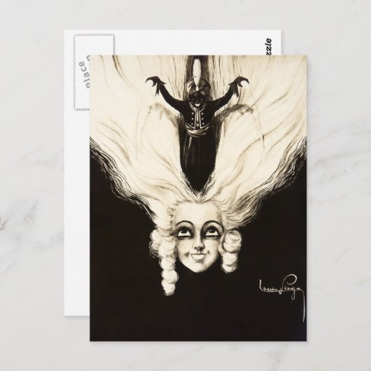 アリストレフランスのットウィッグ髪ヴィンテージマリオネット ポストカード (正面/裏面)