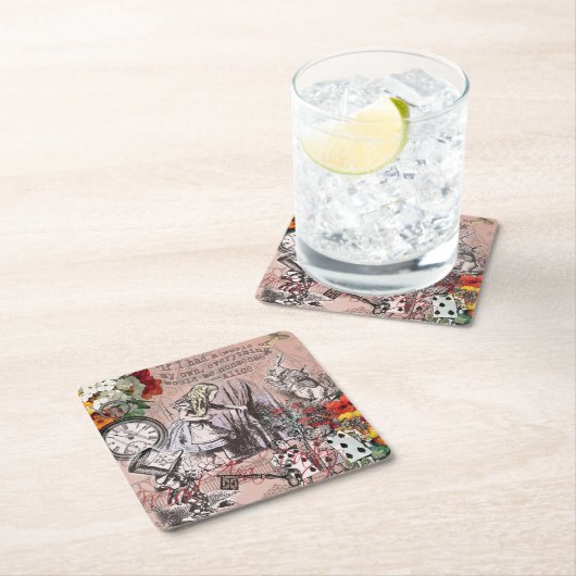 アリスナンセンスなカーテンのワンダーランド スクエアペーパーコースター (インサイチュ)