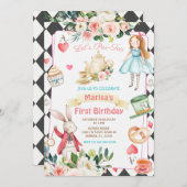 アリスパーティーフローラティー誕生日ガール  招待状 (正面/裏面)