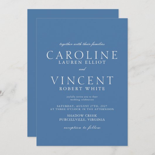 アリスフォーマルブフランスの・ブルー結婚ズ 招待状 (正面/裏面)