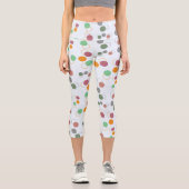 アリスブルーカラフルバブル模様ヨガ カプリレギンス (正面)