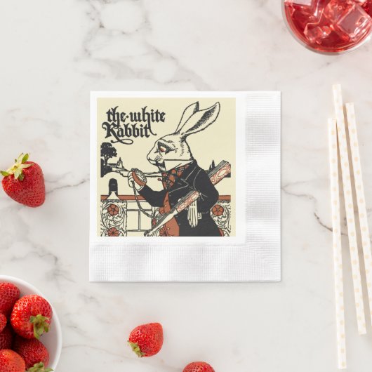 アリスホワイトラビットクラシックワンダーランド 縁ありカクテルナプキン (インサイチュ)