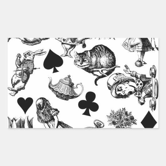 アリスホワイトラビットワンダーランドクラシック 長方形シール (正面)