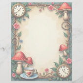 アリスマッシュルームティーカップと時計スクラップブック紙 (裏面)