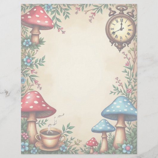 アリスマッシュルームティーカップクロックスクラップブック紙 (裏面)