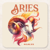 アリスラムウォーター〔占星術の〕十二宮図サインカスタム誕生日 スクエアペーパーコースター (正面)